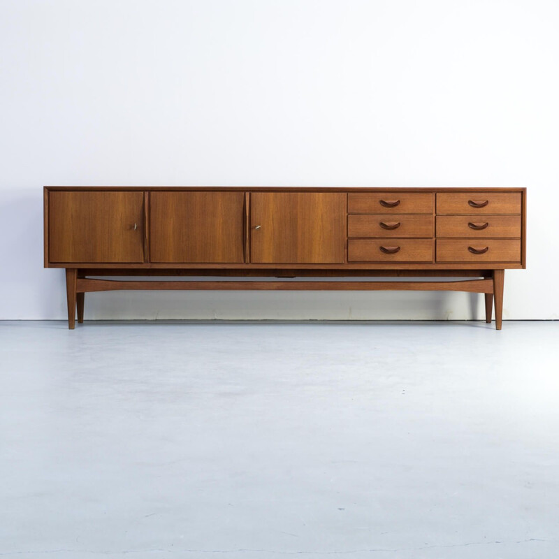 Vintage 3 doors and six drawers teak large sideboard, 1960