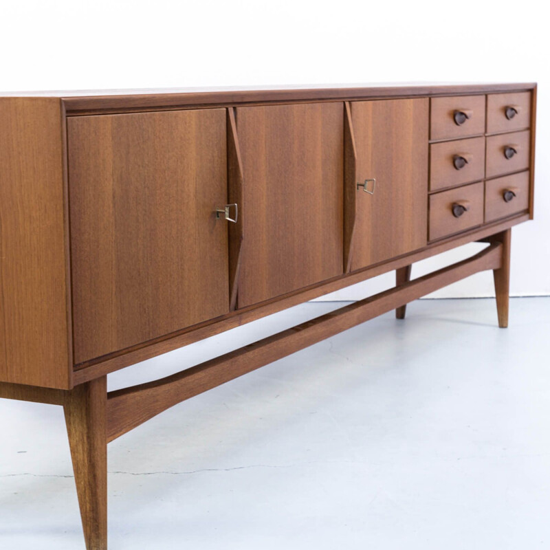 Vintage 3 doors and six drawers teak large sideboard, 1960