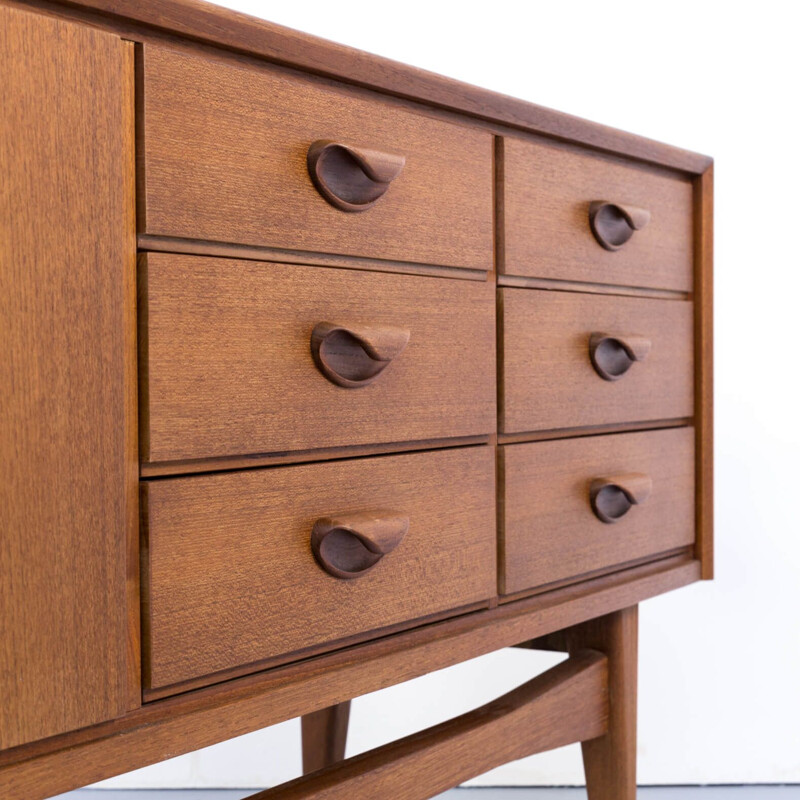 Vintage 3 doors and six drawers teak large sideboard, 1960