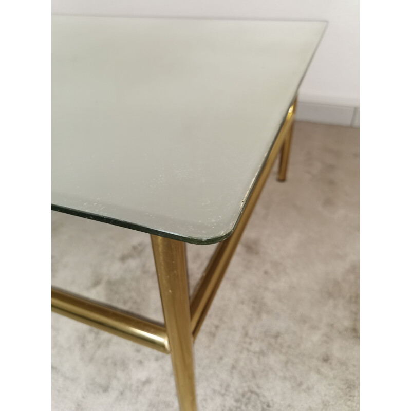 Vintage coffee table in mirror glass and gilded metal 1980