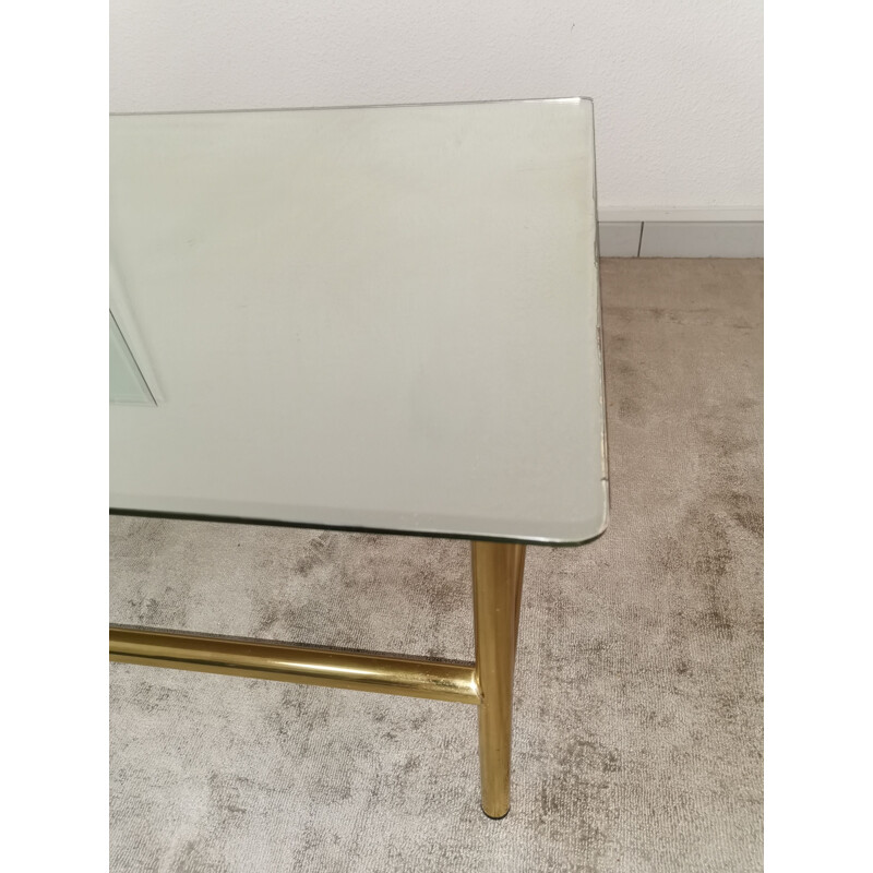 Vintage coffee table in mirror glass and gilded metal 1980