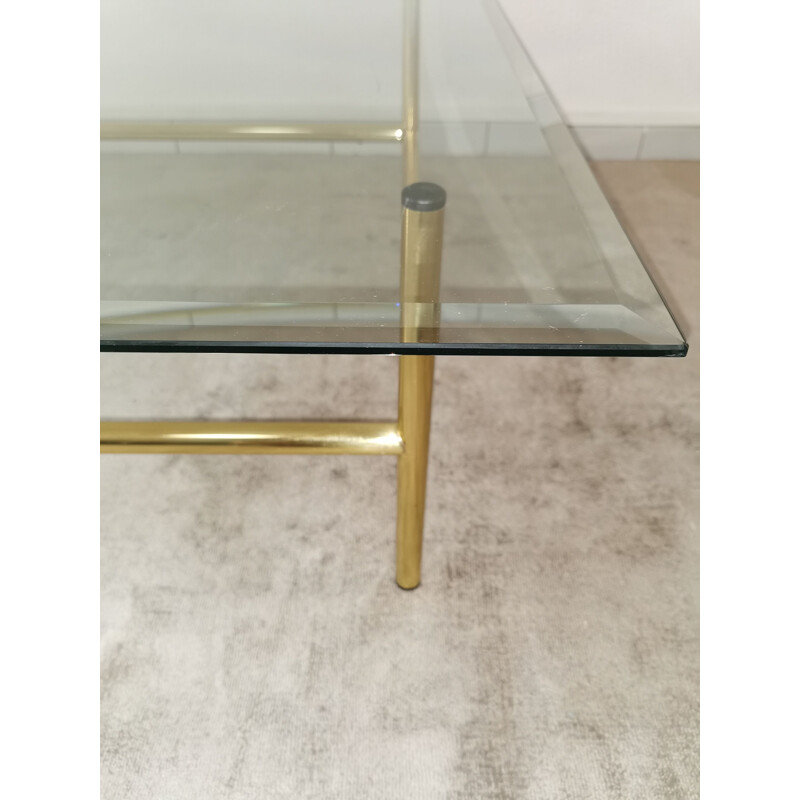 Vintage coffee table in glass and gilded metal 1980
