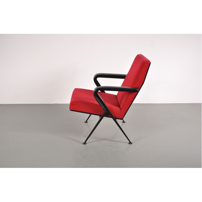 Paire de fauteuils lounge "Repose" rouges, Friso KRAMER -1950