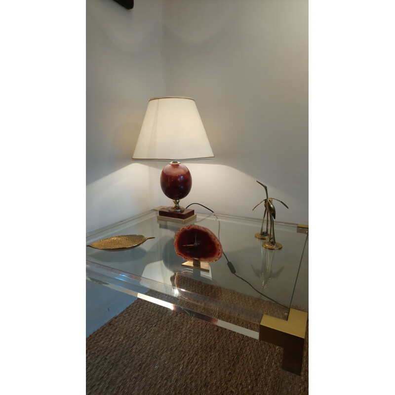 Lampada da tavolo neoclassica vintage color crema, 1970