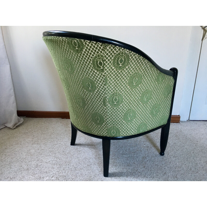 Vintage velvet toad armchair 1980