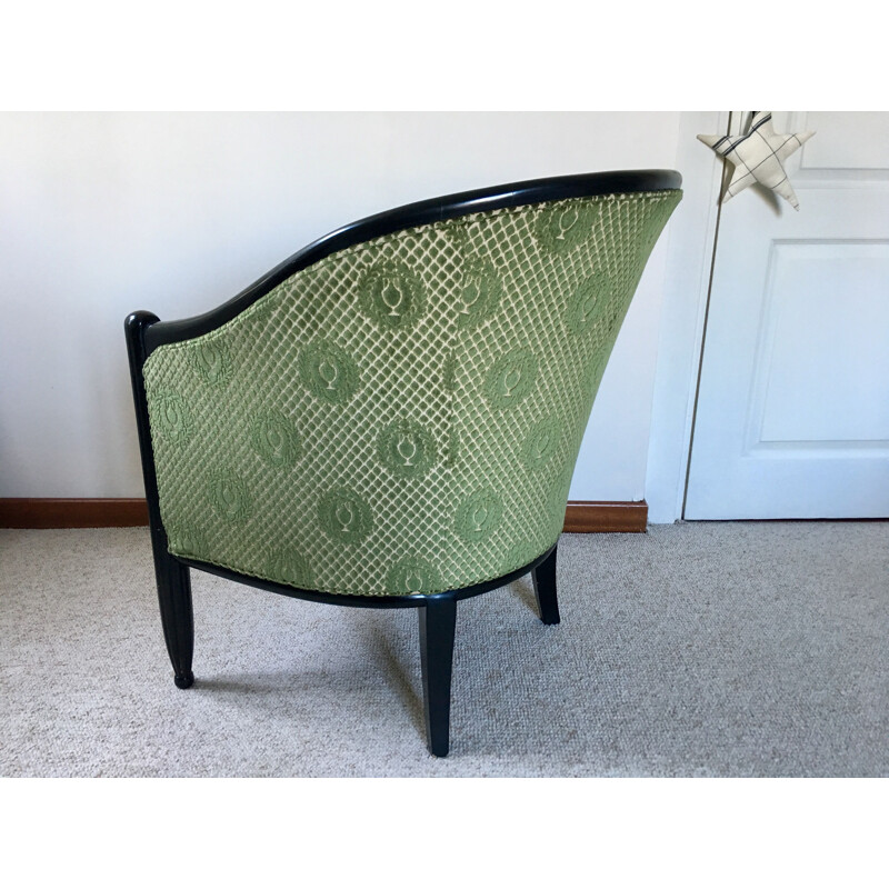 Vintage velvet toad armchair 1980