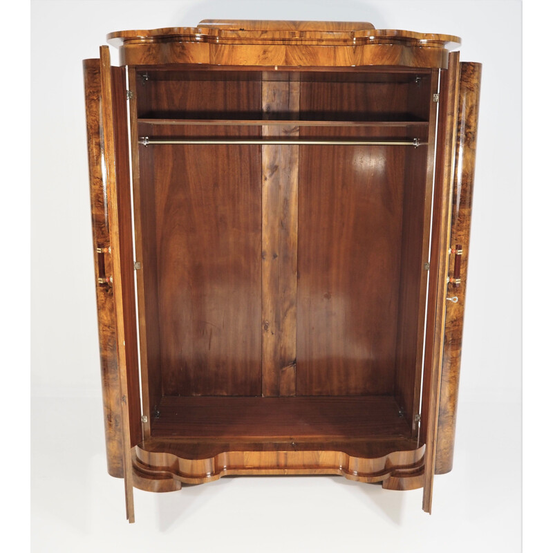 Vintage Art Deco walnut wardrobe