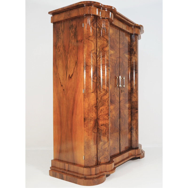 Vintage Art Deco walnut wardrobe