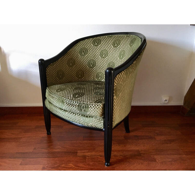 Vintage velvet toad armchair 1980