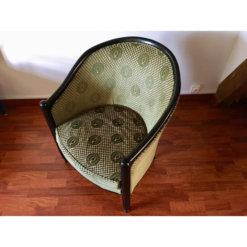 Fauteuil vintage crapaud en velours 1980