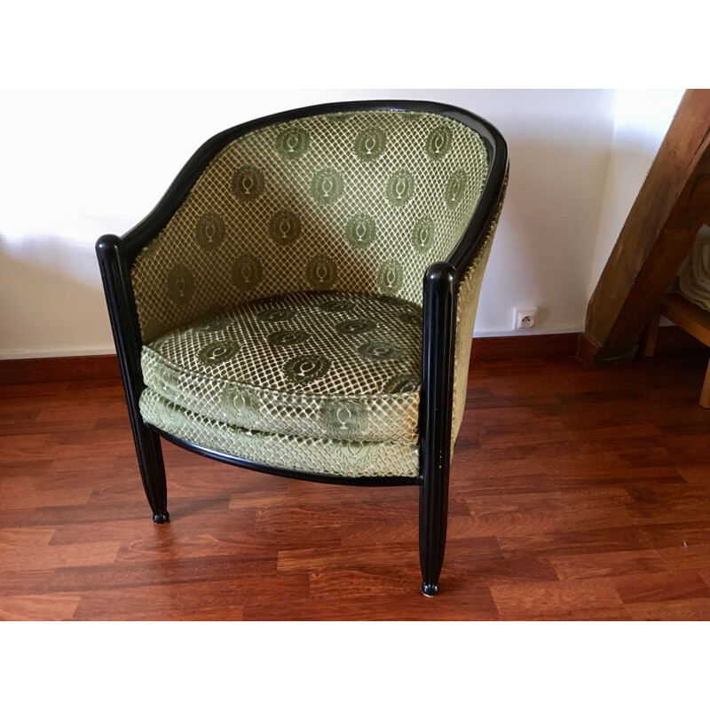 Vintage velvet toad armchair 1980