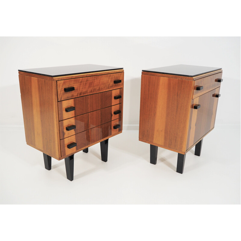 Pair of walnut vintage nightstands 1970s