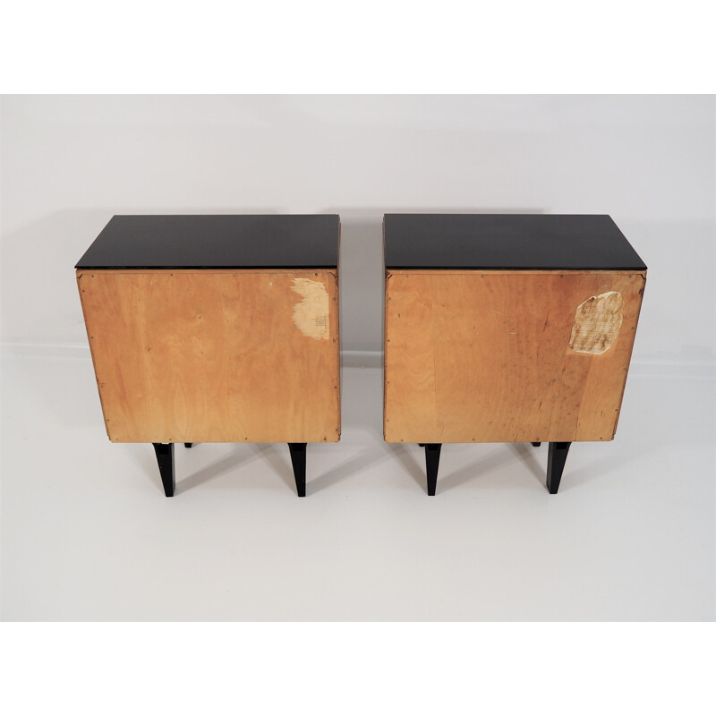 Paire de tables de nuit vintage en noyer 1970