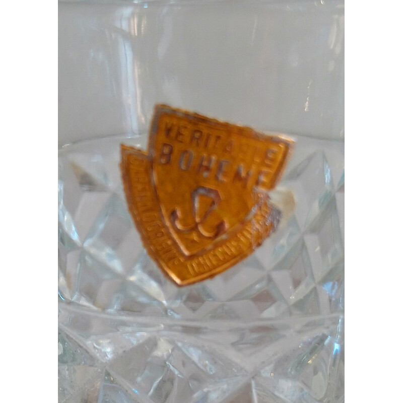 Service à orangeade vintage en verre picot de Bohème 1960