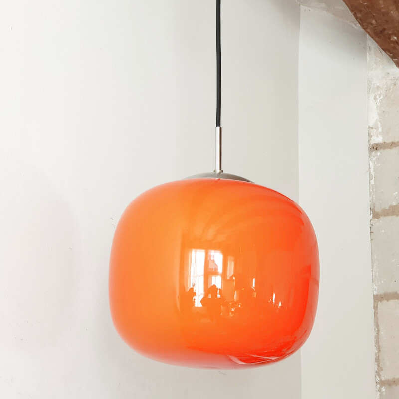 Vintage orange opaline pendant 1960 