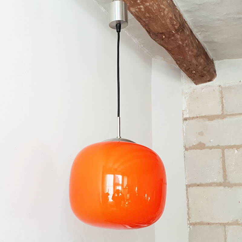 Vintage orange opaline pendant 1960 