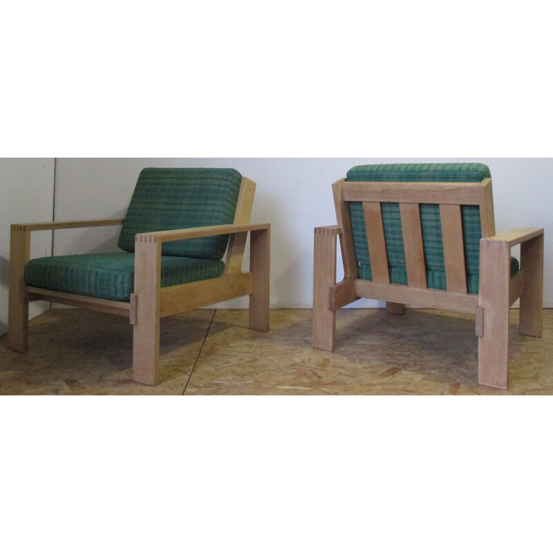 Pair of vintage natural oak armchairs from Esko Pajamiès