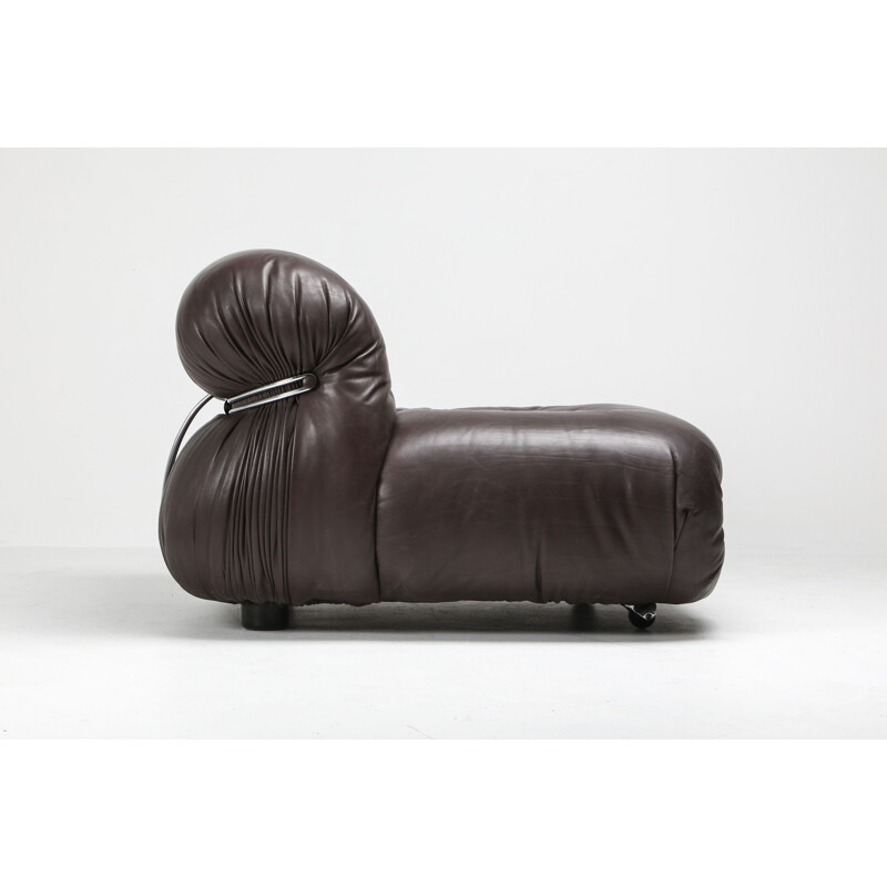 Vintage Soriana lounge chair in dark brown leather by Afra & Tobia Scarpa 1969
