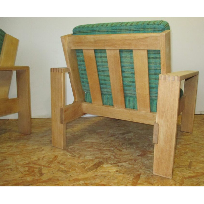 Pair of vintage natural oak armchairs from Esko Pajamiès