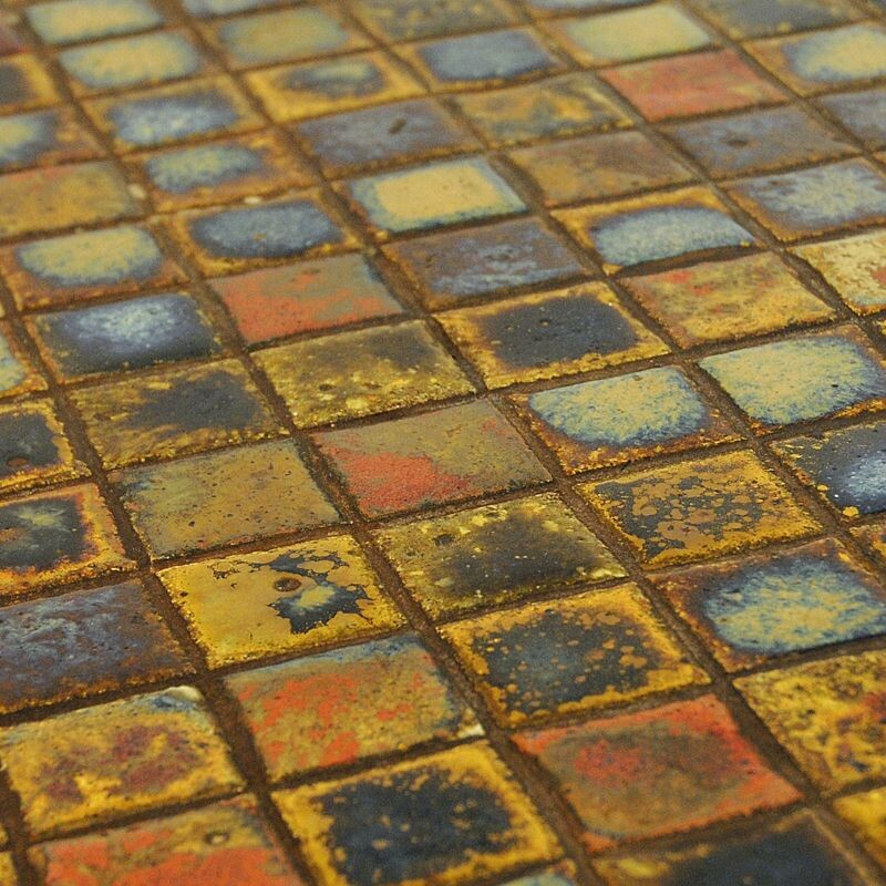 Vintage rosewood table with small ceramic tiles, Denmark, 1960s