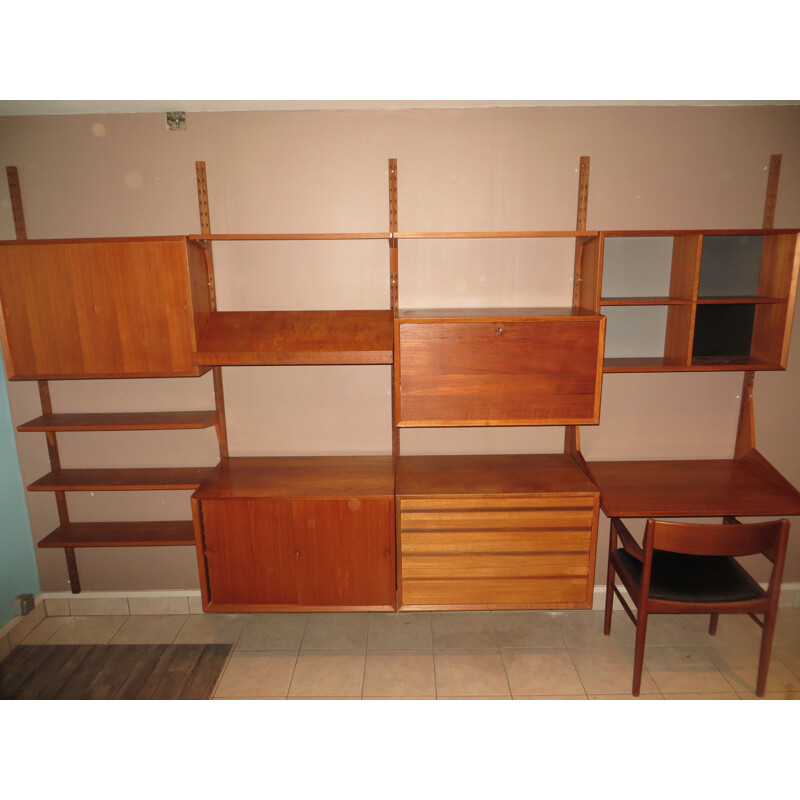 Large modular vintage teak shelf by Poul Cadovius 1960