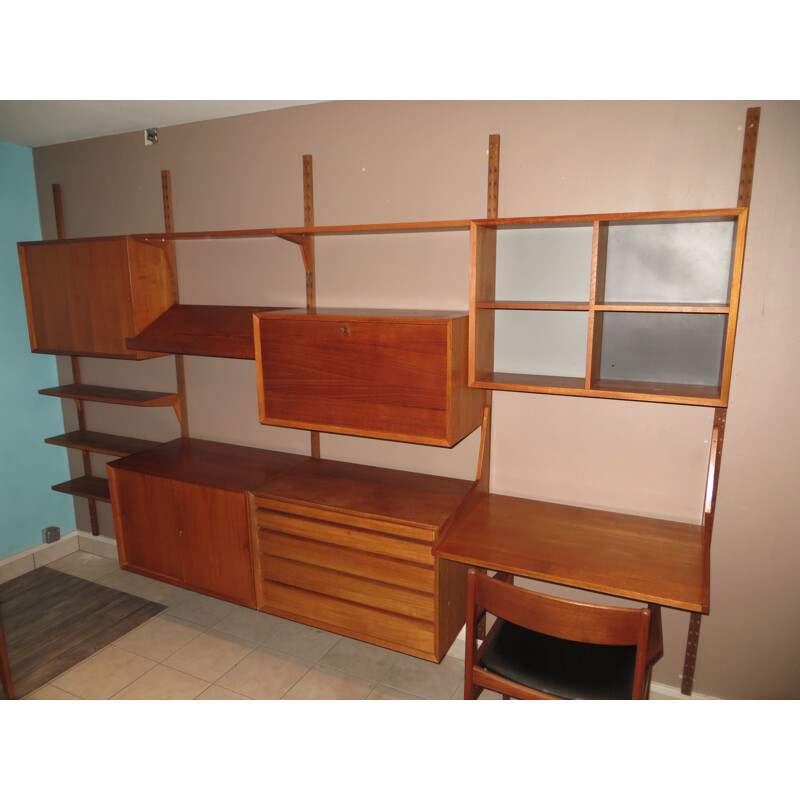 Large modular vintage teak shelf by Poul Cadovius 1960