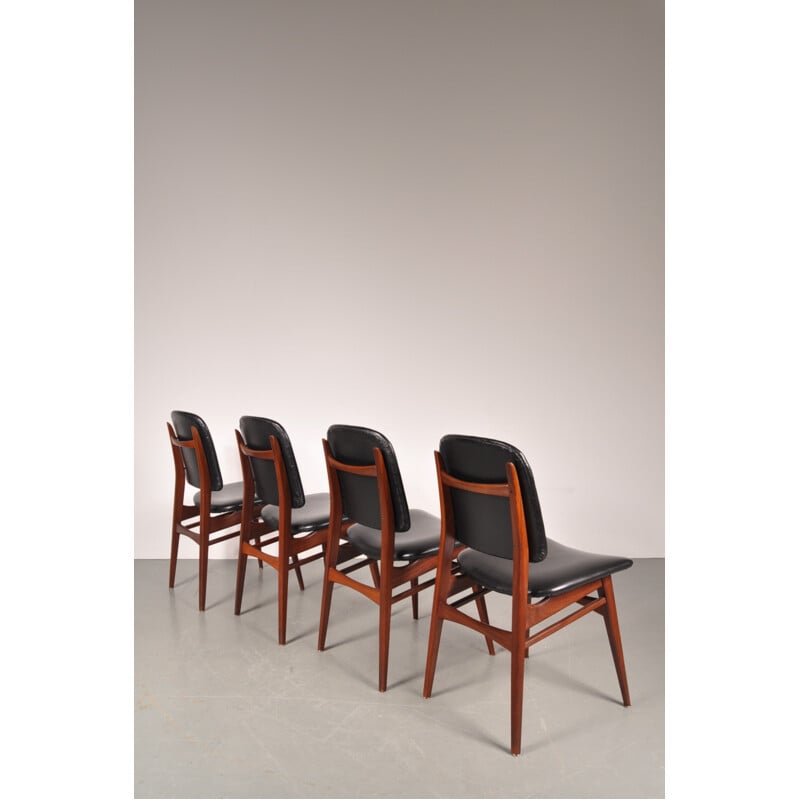Set of four teak dining chairs, Louis VAN TEEFFELEN - 1950s