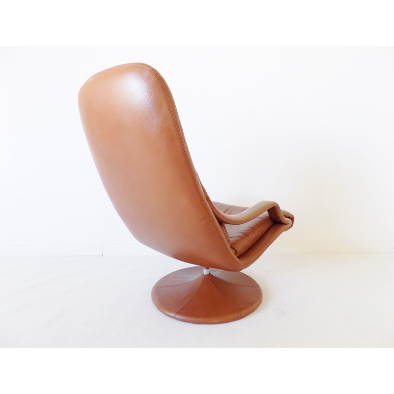 Fauteuil lounge vintage en cuir danois de Georg Thams pour Vejen