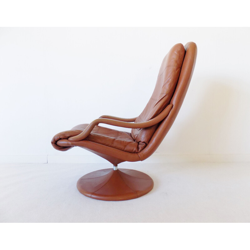Fauteuil lounge vintage en cuir danois de Georg Thams pour Vejen