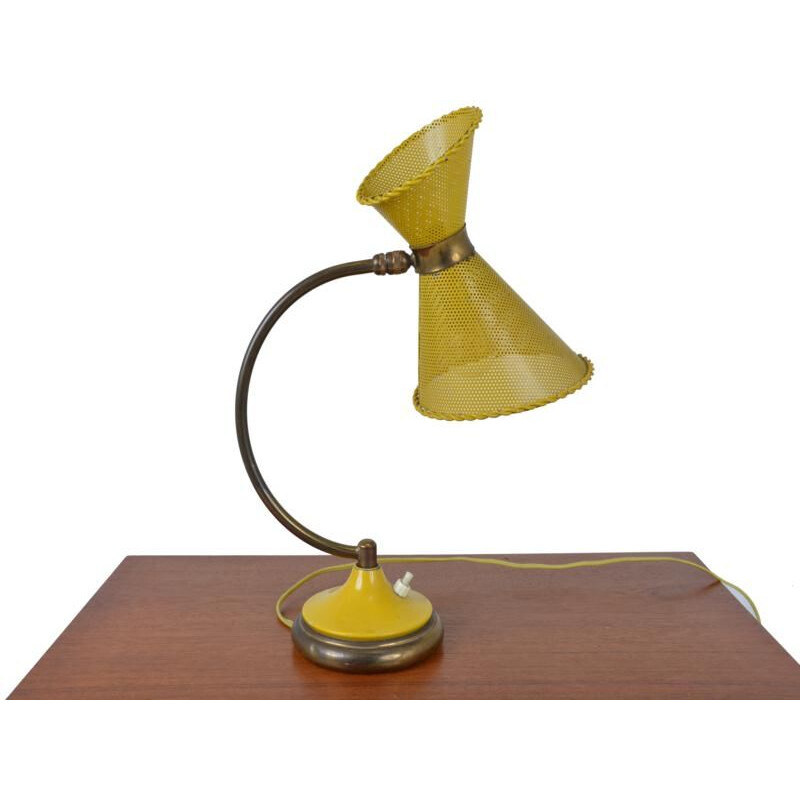 Lampe vintage à poser jaune 1950-1960