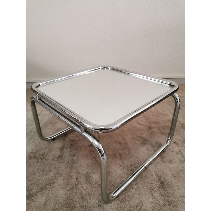 Vintage coffee table in mirror glass and chrome 1970