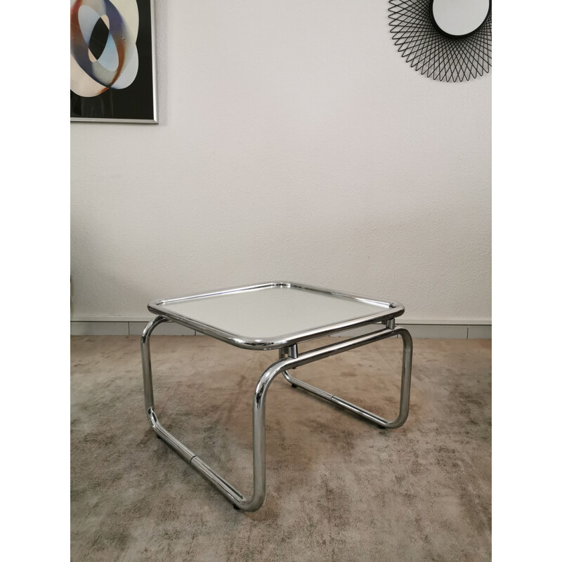 Vintage coffee table in mirror glass and chrome 1970