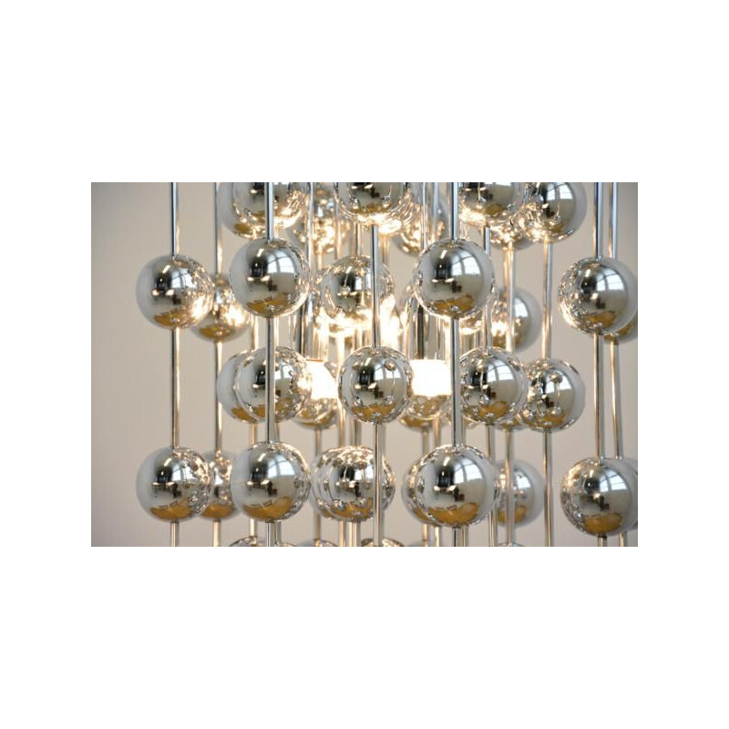 Vintage "Ball" chromed metal suspension lamp by Verner PANTON, 1970