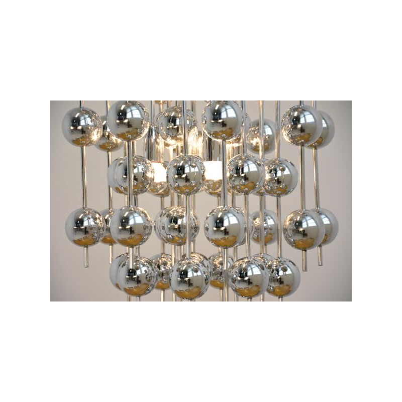 Vintage "Ball" chromed metal suspension lamp by Verner PANTON, 1970