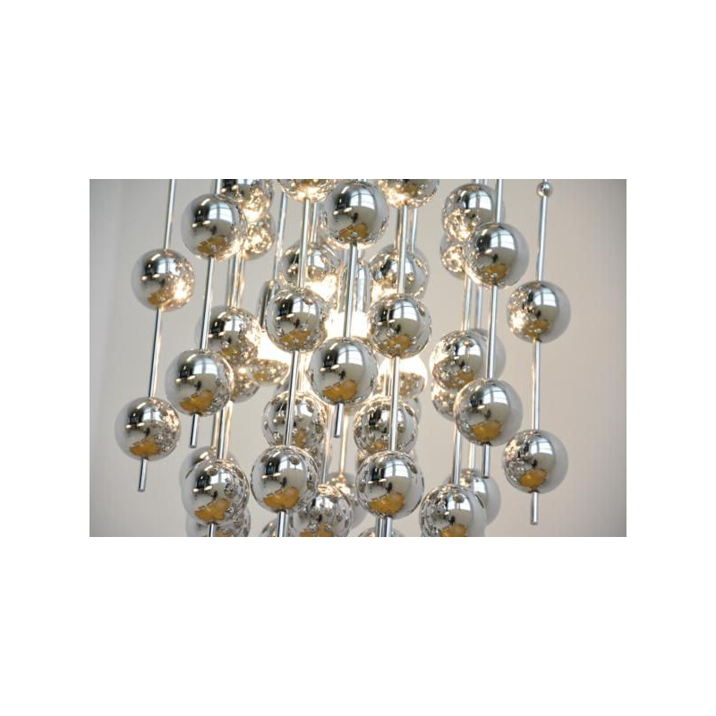 Vintage "Ball" chromed metal suspension lamp by Verner PANTON, 1970