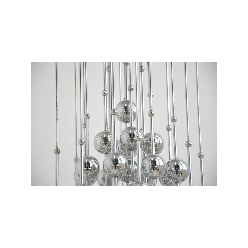 Vintage "Ball" chromed metal suspension lamp by Verner PANTON, 1970