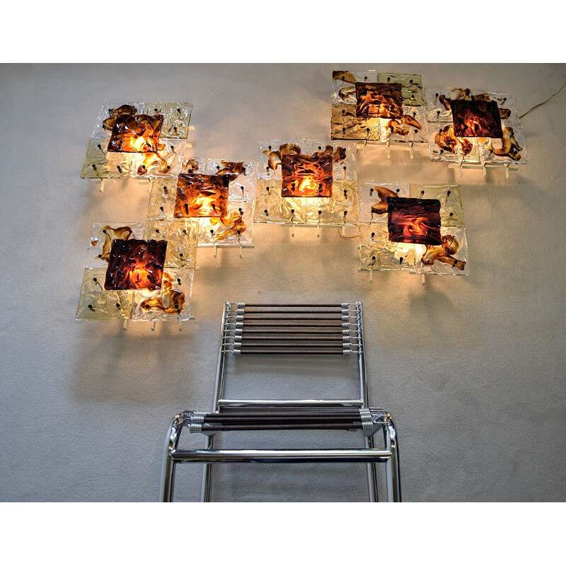 Set vintage wandlampen van Toni Zuccheri voor Venini