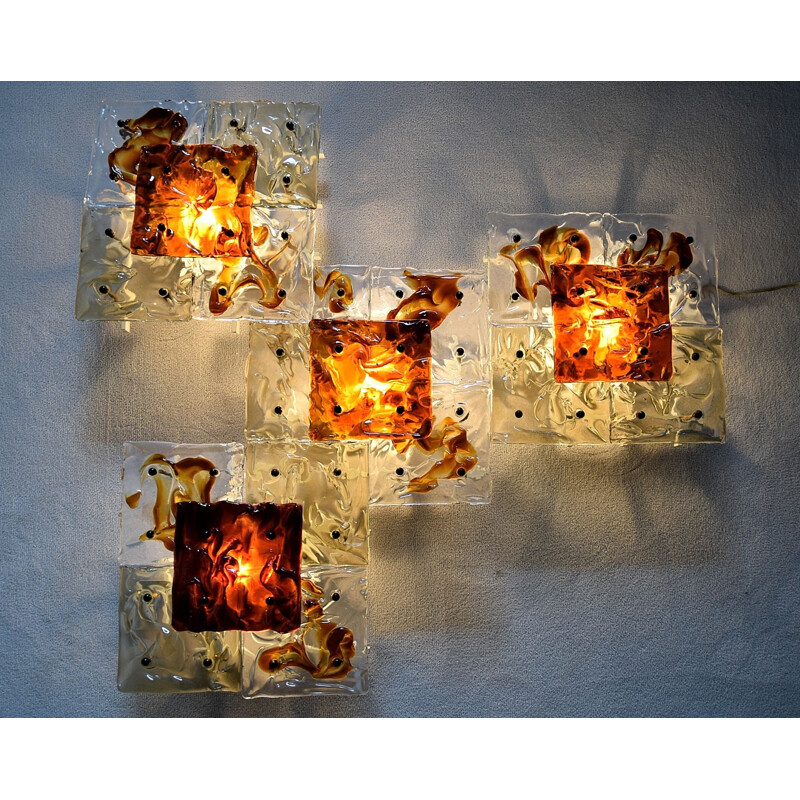 Set of vintage wall lamps by Toni Zuccheri for Venini