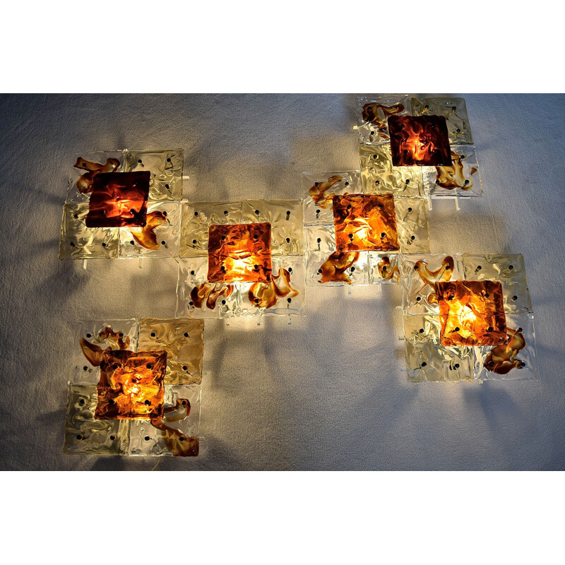 Set of vintage wall lamps by Toni Zuccheri for Venini