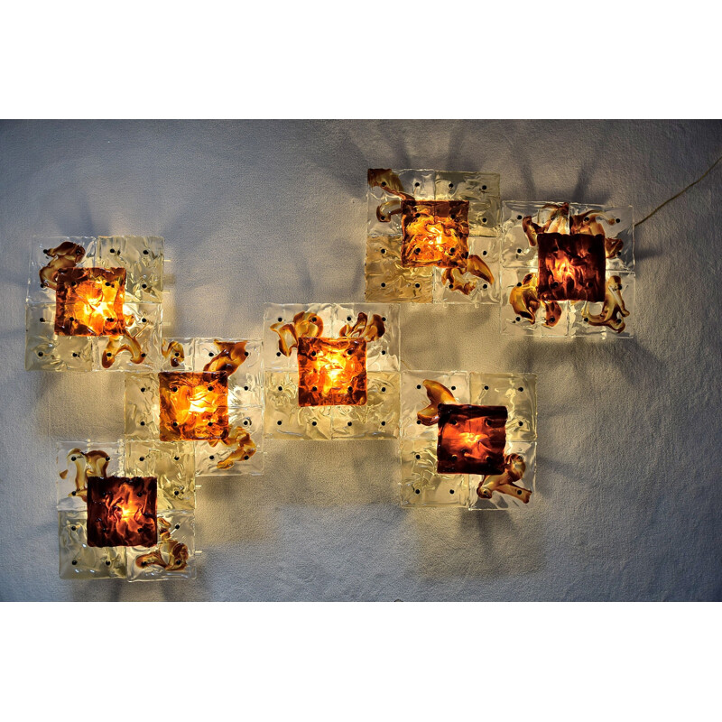 Set of vintage wall lamps by Toni Zuccheri for Venini