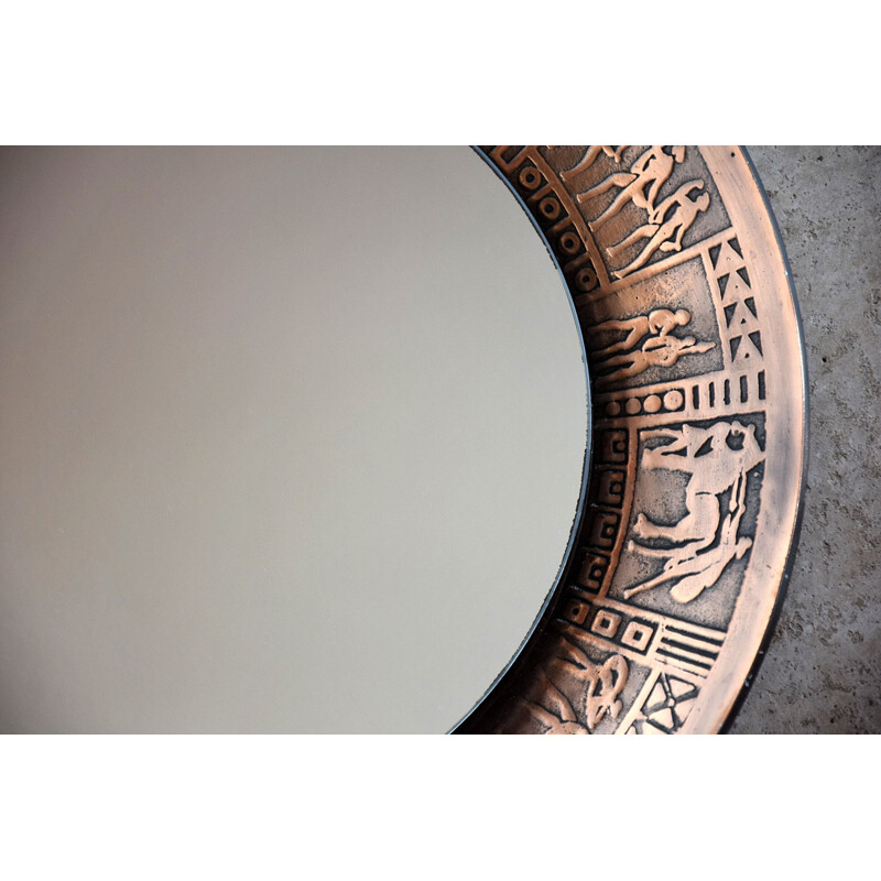Espejo de pared moderno y redondo de cobre italiano de M.Furgeri