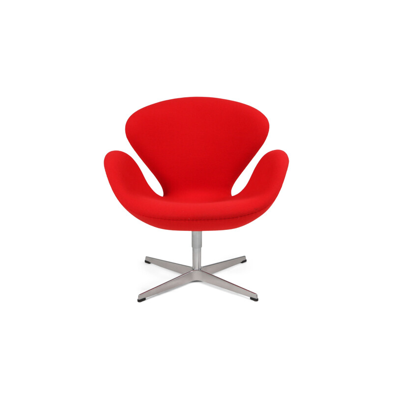 Fauteuil vintage cygne rouge par Arne Jacobsen pour Fritz Hansen 1950s