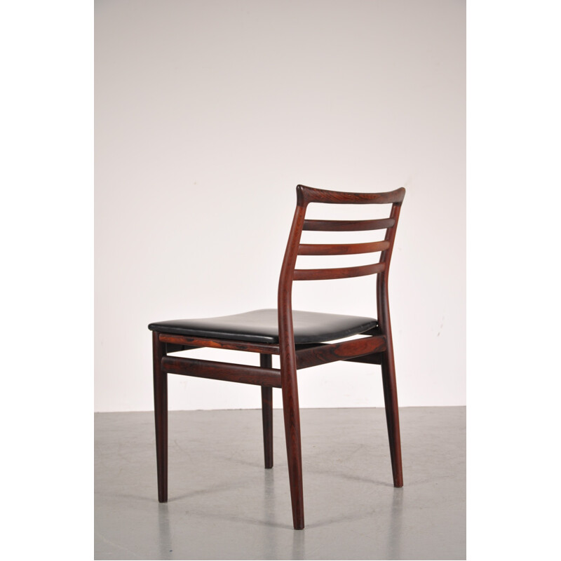 Set of 4 Scandinavian chairs in rosewood and leatherette, Erling TORVITS - 1950s