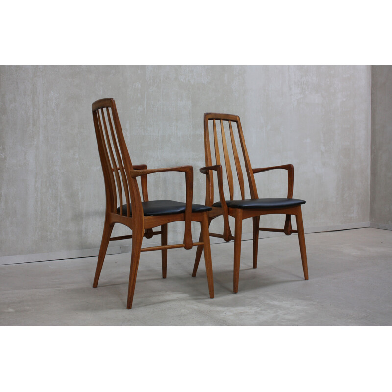 Pair of vintage Eva dining chairs by Niels Kofoed for Koefoeds Mobelfabrik, 1960s