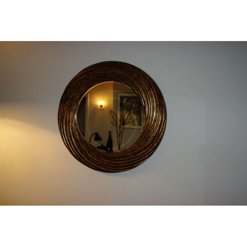 Vintage resin mirror with patina, 1970