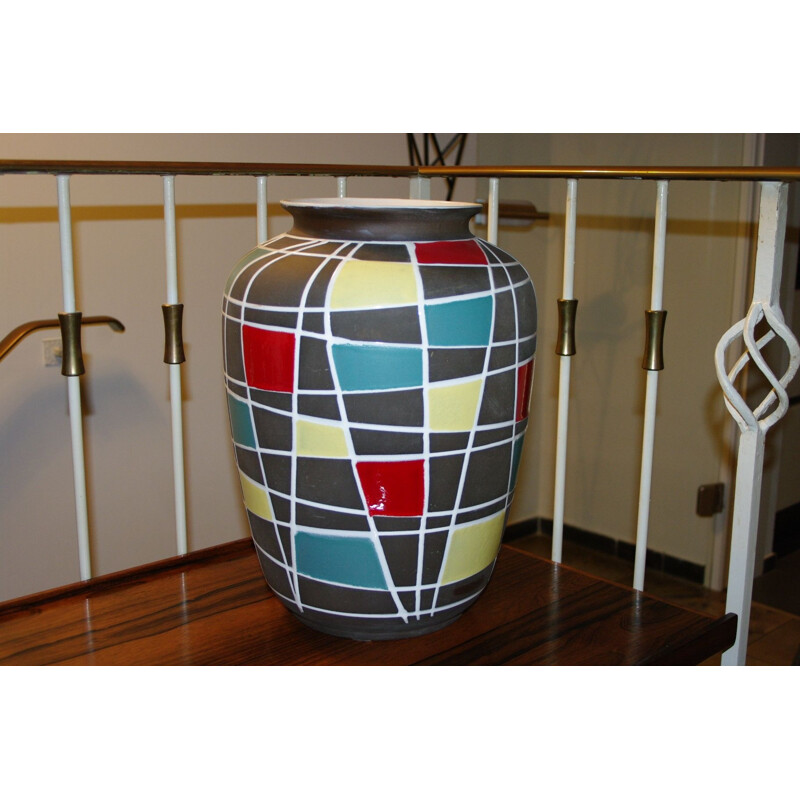 Vaso de cerâmica colorida Vintage de Scheurich, Alemão 1950