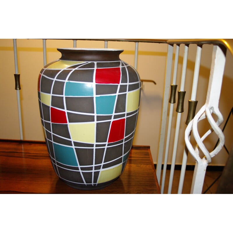 Bunte Vintage-Vase aus Keramik von Scheurich, Deutschland 1950