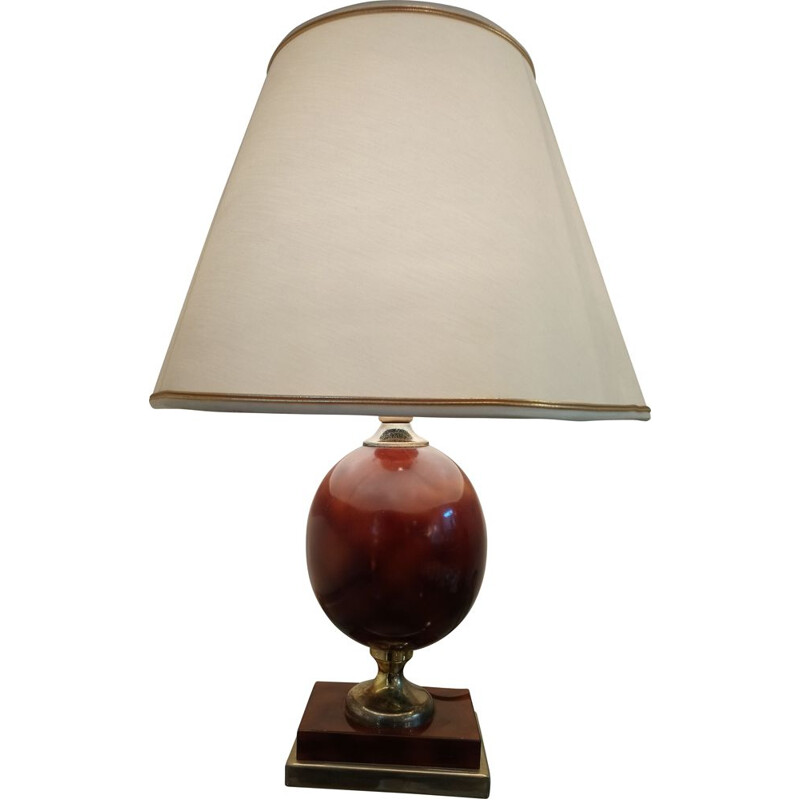 Vintage neoclassical cream table lamp, 1970