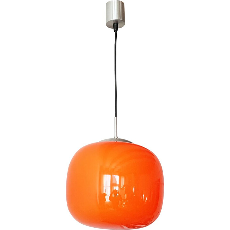 Suspension vintage en opaline orange 1960 