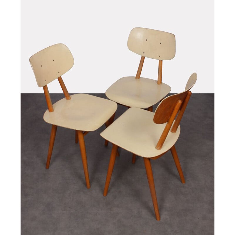 Suite de 3 chaises tchèque vintage pour Ton, 1960